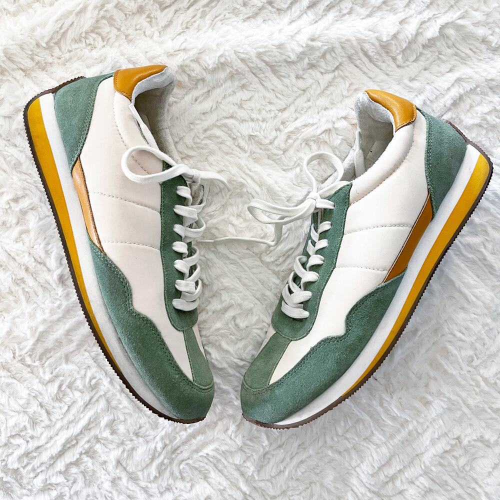 Madewell MWL League Sneakers Green Suede Retro Runner Sneakers Unisex